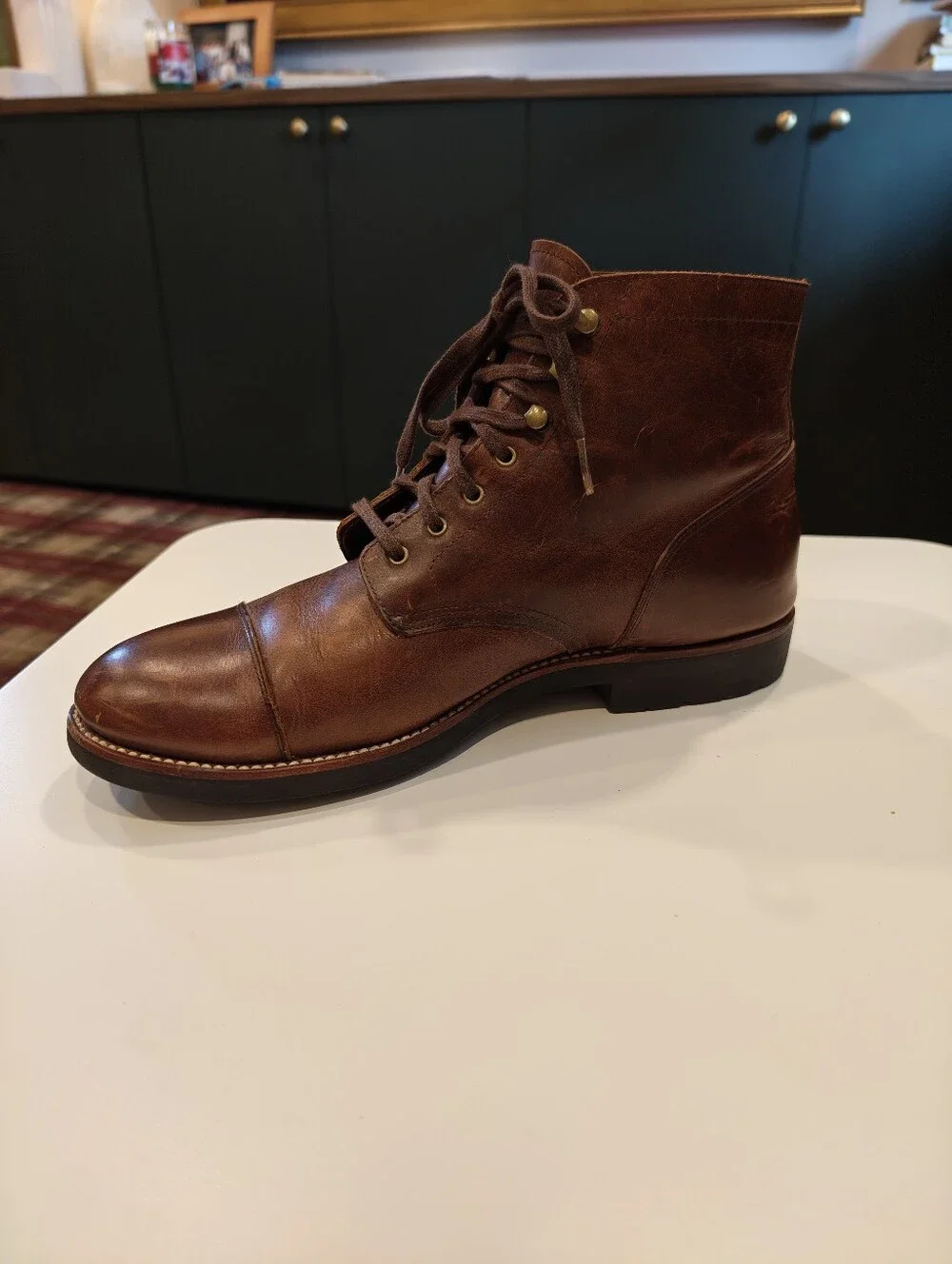 J. Crew Brown Leather Cap-Toe Lace-Up Boots
